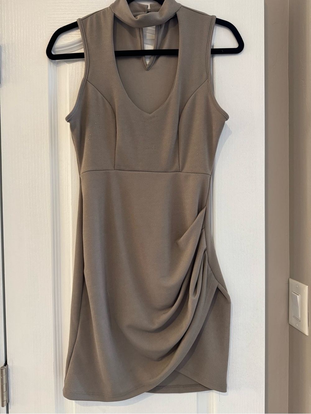 Fashion Nova Taupe Choker Neck Mini Dress